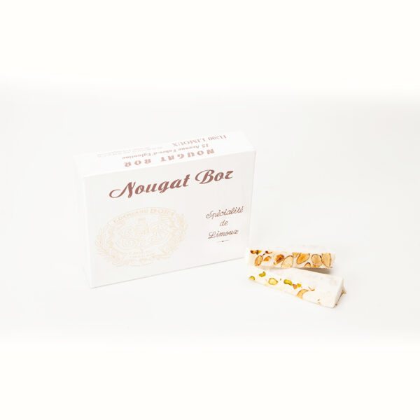 Boite blanche de nougat tendre (225g) boite de 14 triangles