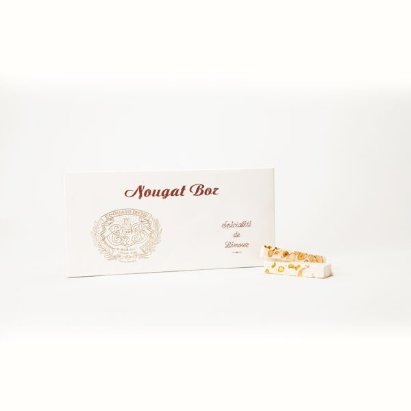 Boite blanche de nougat tendre (385g) boite de 24 triangles