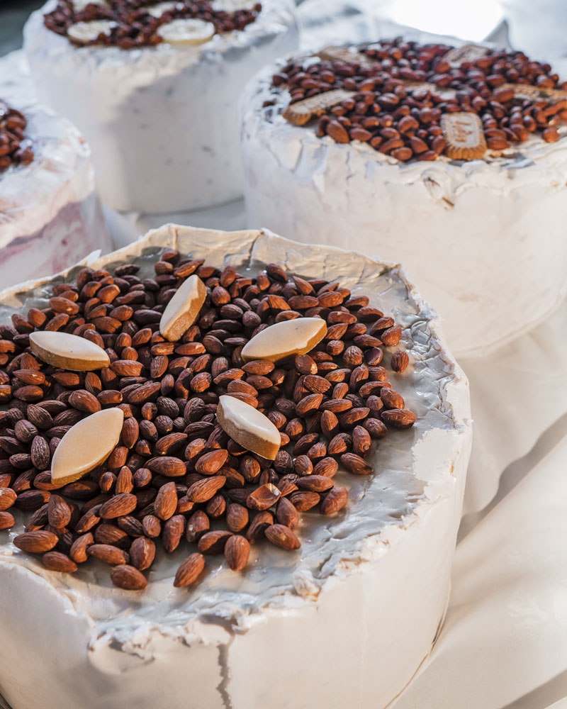 Nougat tendre à la coupe amandes caramel